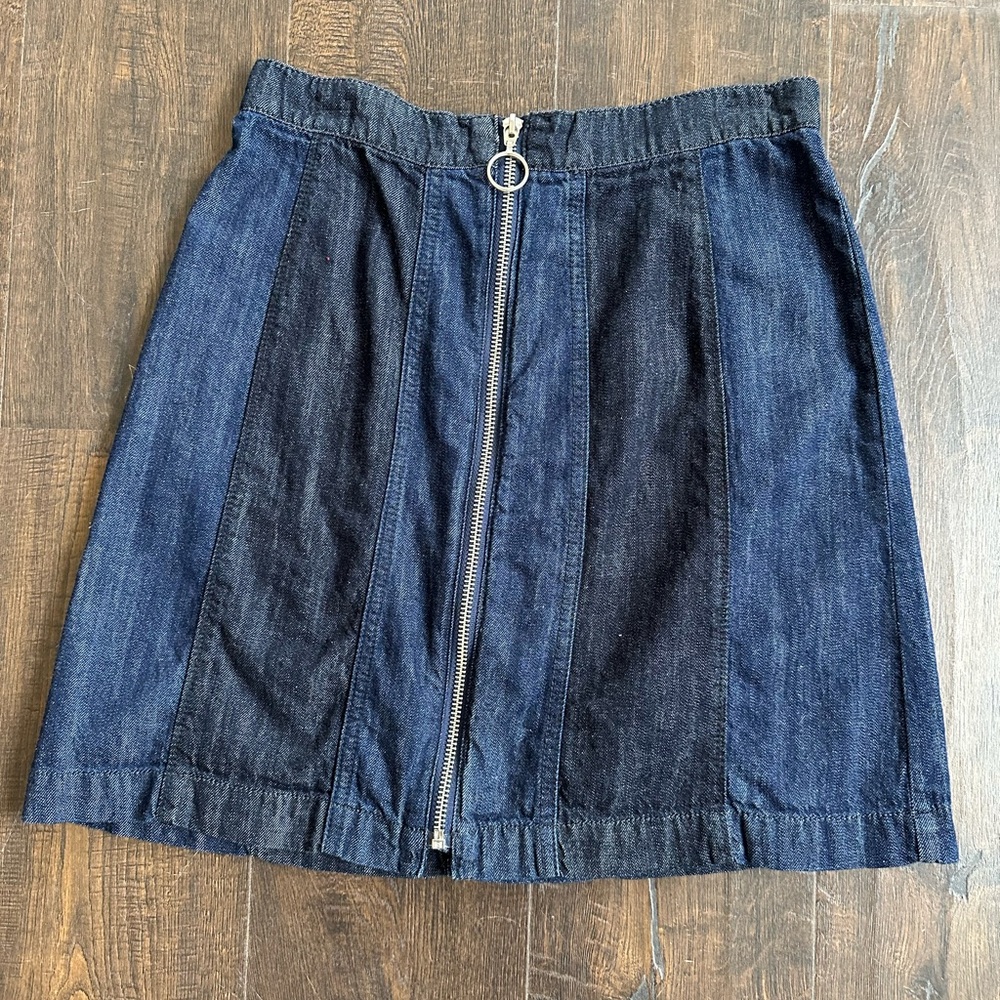 Denim Blue Skirt with Front Zipper